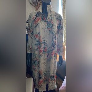 Zara Floral Cotton Shirt Dress Long Sleeves
